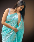 Picture of Women's Designer Aqua Blue Jacquard Soft Silk Saree For Party-Wear, Wedding, Casual Banarasi Saree For Women