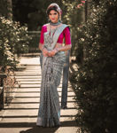 Picture of Women's Designer Traditional Pure Jacquard Soft Silk Banarasi Saree With Pink Attached Blouse (Grey, Silver)
