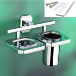 Picture of 304 Stainless Steel Chrome Soap Dish With Toothbrush Holder Tumbler Holder Toothbrush Stand Tumbler stand Bathroom Accessories IG