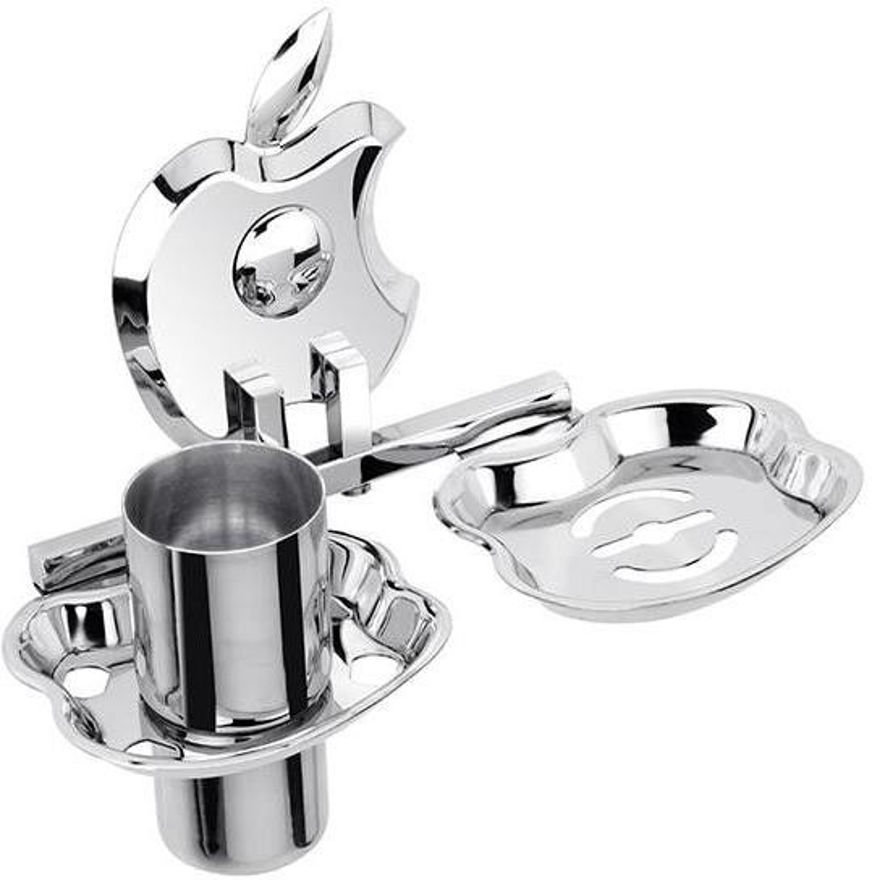 Picture of 304 Stainless Steel Chrome Soap Dish With Toothbrush Holder Tumbler Holder Toothbrush Stand Tumbler Stand Bathroom Accessories Ap