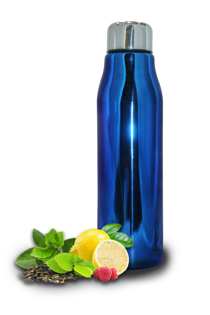 Picture of Single Walled Stainless Steel Fridge Water Bottle | Pvd Coating Blue Water Bottle For Kids, Office, Gym, School | Water Bottle Leak Proof And Light Weight Water Bottle, Blue (900 Ml)