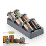 Picture of Non-skid 3 Slanted Tier Hanging 6 Jars Spice Rack