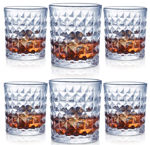Picture of Beer Whiskey Crystal Diamond Design Glasses for Whiskey Cocktails Bourbon Scotch with Luxury Gift Box (300ml, 6 Glass)