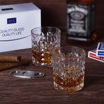 Picture of Beer Whiskey Crystal Diamond Design Glasses for Whiskey Cocktails Bourbon Scotch with Luxury Gift Box (300ml, 6 Glass)