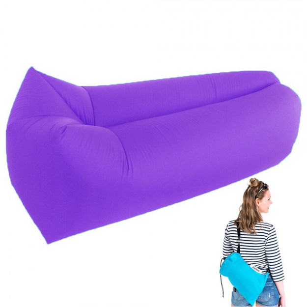 Picture of Knit&Fit Camping Lounger Sofa Inflatable Sleeping Bag Beach Hangout Lazy Air Bed