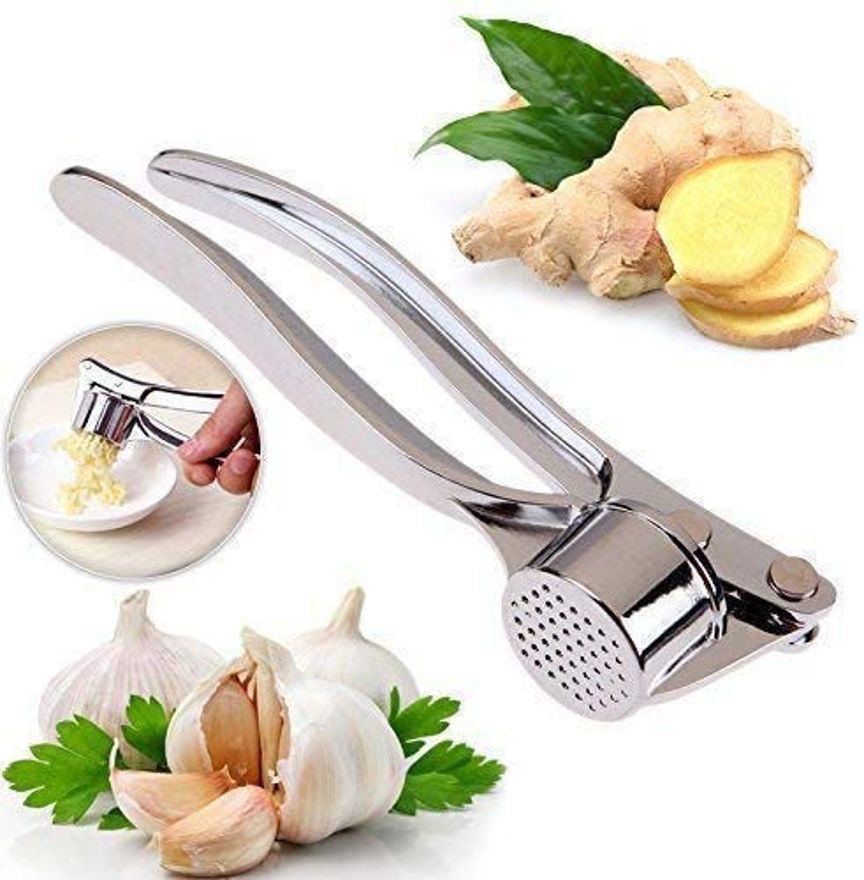 Picture of Stainless Steel Multi-Function Manual Garlic Crusher Presser Portable Ginger Press Mincer Grinding Squeeze Slicer Chopper Cutter For Kitchen