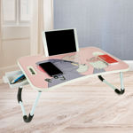 Picture of Multi-Purpose Laptop Table with Drawer, Bed Table, Wooden Foldable Bed Table, Lap Desk, Study Table, Portable Table