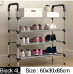Picture of Shoe Rack Organizer 4 Layer Cabinet Multipurpose Stand 4-Tier Book Storage Shelf For 12 Pairs Of Shoes For Closet Entrance Door Hallway Home Kitchen And Office