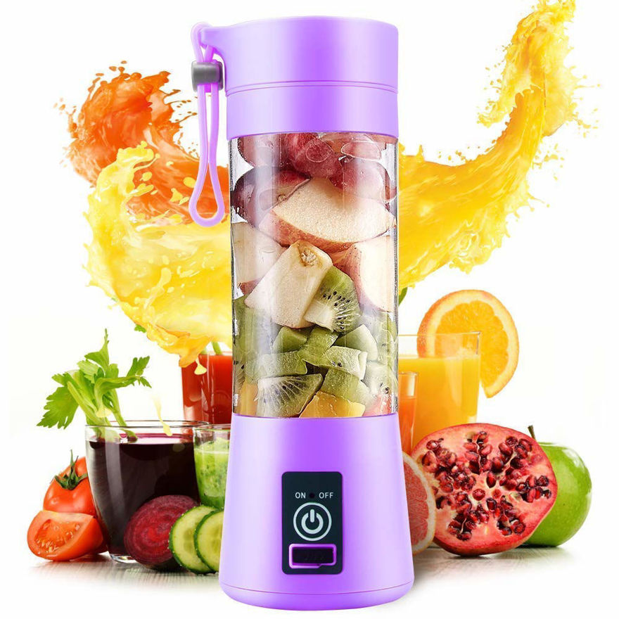 Picture of Portable Usb Electric Blender Juicer Electric Juice Maker Machine For Fruits And Vegetables 380ml Juicer Cup Bottle 4 Blade (Multicolor)