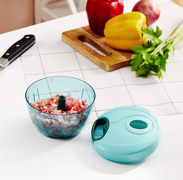 Slap Chop Vegetable Press and Dicer Stainless Steel Blades No Mess Container Slice French Fries, Fruit, and More in Seconds