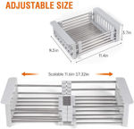 Picture of Adjustable Stainless Steel Expandable Kitchen Sink Dish Drainer, Dish Rack For Kitchen, Vegetables And Fruits Washing Drying Basket Kitchen Sink Organizer Tray