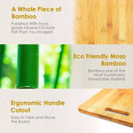 Picture of Chopping Board Large Natural Bamboo Wood Chopping Cutting Board For Kitchen Vegetables, Fruits And Cheese Eco-Friendly Anti-Microbial (36 X 26cm)
