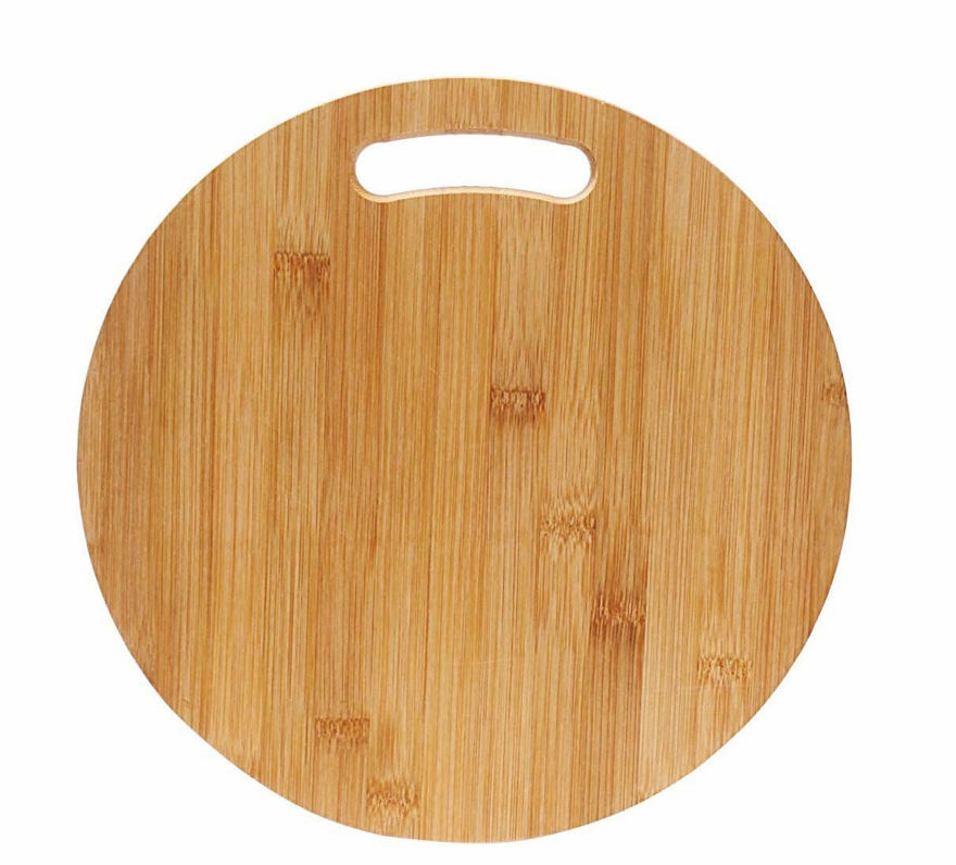 Picture of Natural Bamboo Chopping Board Wooden Fruit Vegetable Serving Cutting Pad With Handle For Kitchen (30 Cm)