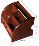 Picture of Polished Wooden Pen Stand With Drawer, Stationery Stand, Mobile Holder & Remote Stand For Office Desk Big Size