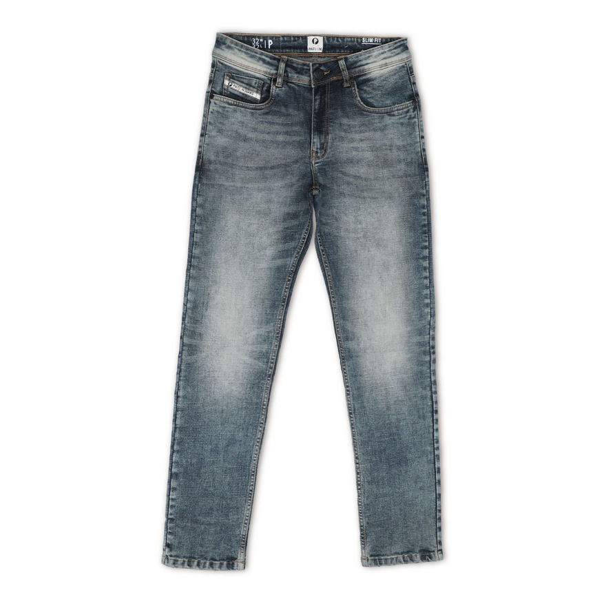 Picture of Men's Light Grey Blue Regular Stretchable Jeans