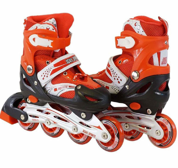 Picture of Inline Skates Size Adjustable All Pure Pu Wheels It Has Aluminum-Alloy Which Is Strong With Led Flash Light On Wheels For Kids (Age 8-14 Years)