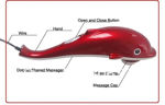 Picture of Dolphin Handheld Massager with Vibration, Magnetic, Far Infrared Therapy to Aid in Pain and Stress Relief For Men and Women big size power source from directly to Plug in (Red & White Colour)