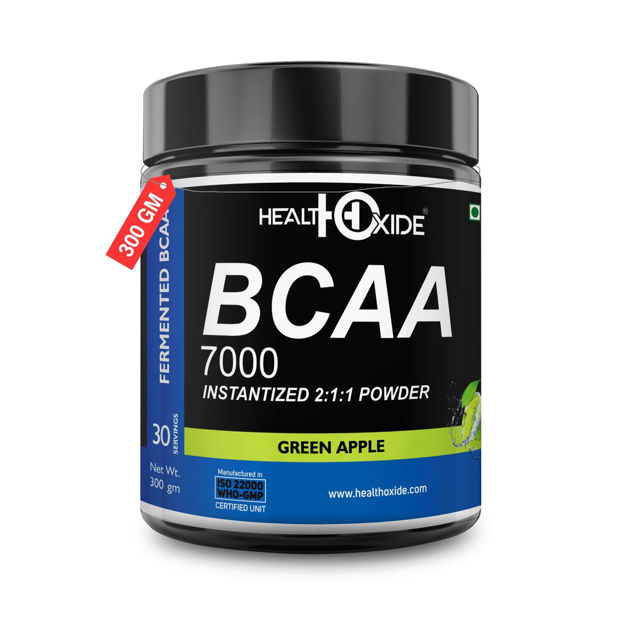 Picture of Healthoxide Bcaa 7000 Amino Acid Instantized 2:1:1 Powder - 300 Gm (Green Apple)
