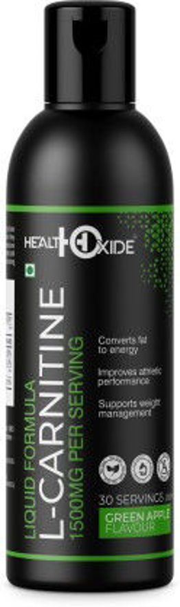 Picture of Healthoxide L-Caranitine Liquid 1500mg Per Serving, Converts Fat To Energy, Fat Burner Lean Muscle Supplement (300ml, Green Apple Flavor)