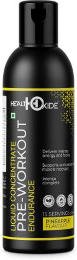 Picture of Healthoxide Pre-Workout Liquid Concentrate, Explosive Energy, Pump & Power, Supports Endurance And Muscle Recovery (300ml, Pineapple Flavor)
