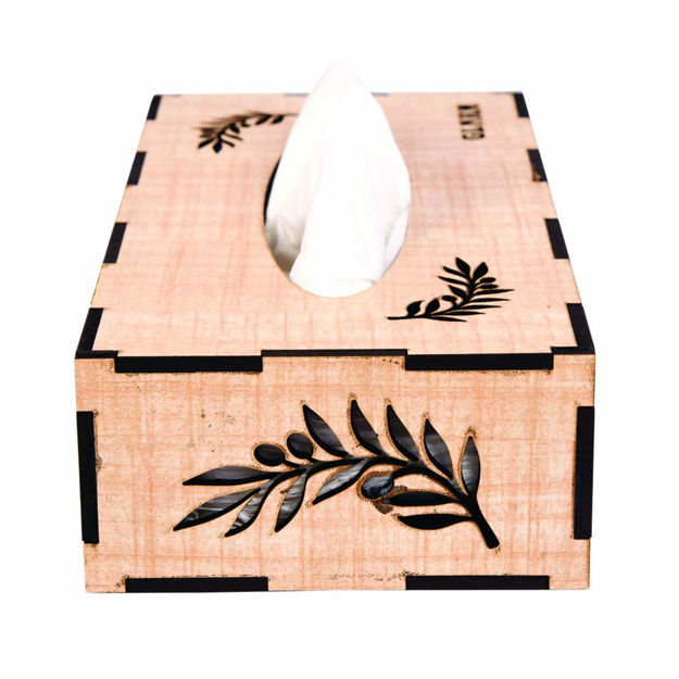 Picture of Wooden Tissue Paper Box Holder Decorative Organizer Napkin Holder Use For Car, Home And Office With Free Tissue Paper Pack (Transparent Square Shape) Colour - Off White | Beige Colour