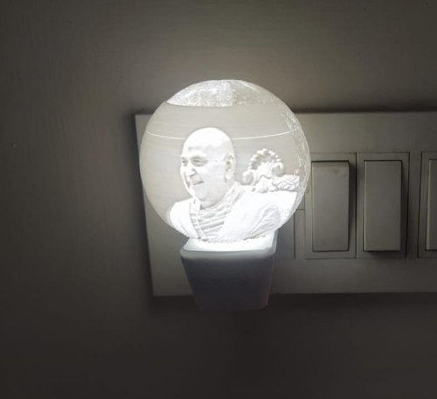 Picture of 3d Photo Print Personalized Moon Lamp With Wall Lamp Plug