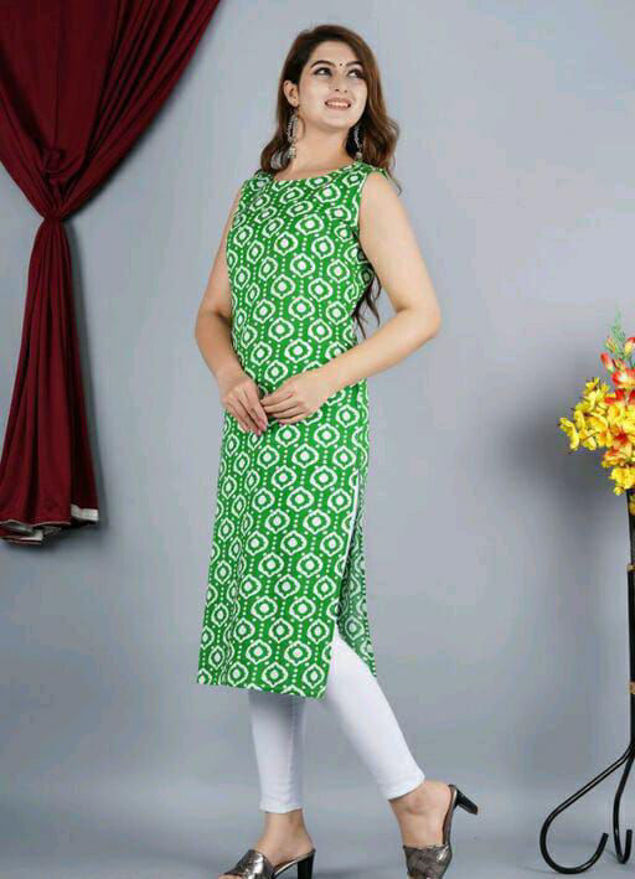 Picture of Designed Made With Love For Festivities Green Sleeveless Kurti