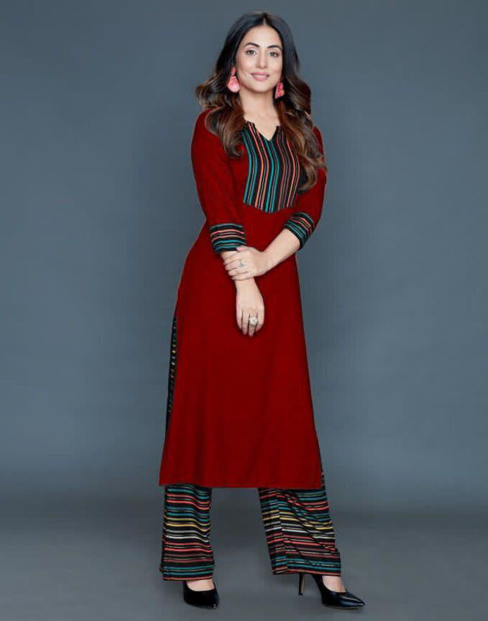Picture of Best Quality Red Kurti And Plazzo Concept