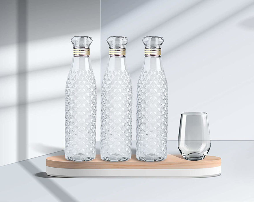 Picture of Diamond Water Bottle Set For Fridge, Office, Sports| 1000 Ml |