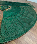 Picture of Green Colored Dulhan Lehenga Choli For Wedding With Heavy Embroidery, Butterfly Net & Fancy Border Work
