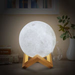 Picture of 3d Seven Color Changing Moon Table Night Lamp With Stand For Bedroom