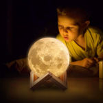 Picture of 3d Seven Color Changing Moon Table Night Lamp With Stand For Bedroom