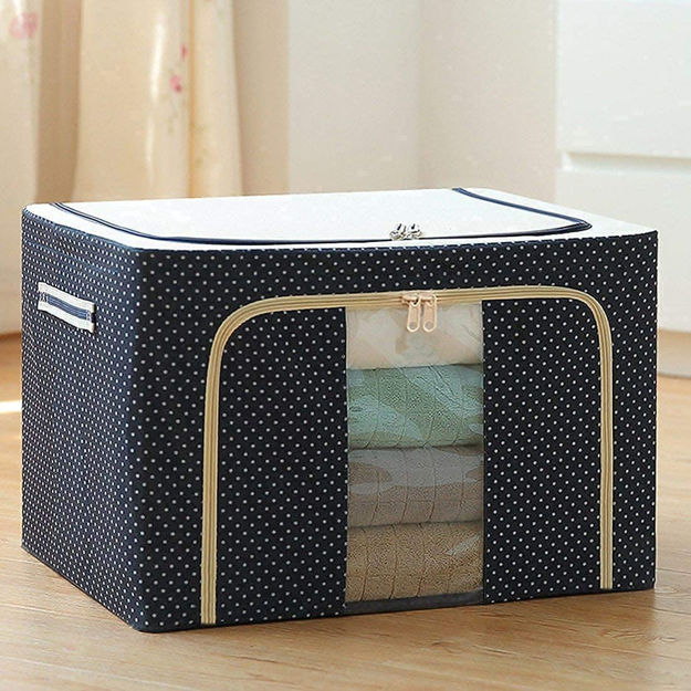 Picture of Fabric Rectangular Foldable Box Wardrobe Storage Organizer Bag