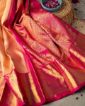 Picture of Aara Peach Archaic Traditional Kanchi Soft Silk Sari With Attached Blouse
