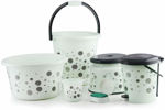 Picture of Plastic Bathroom Bucket, Stool, Soap Case, Tub- Set Of 6 Piece