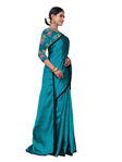 Picture of Dark Green Satin Silk Sarees With Digital Print Blouse