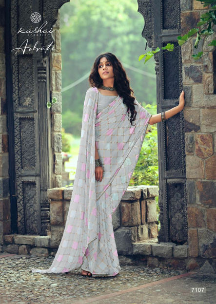Picture of Pure Grey Georgette With Stylish Fashionabale Saree