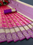Picture of Beautiful Soft Banarasi Lichi Silk Saree With Blouse