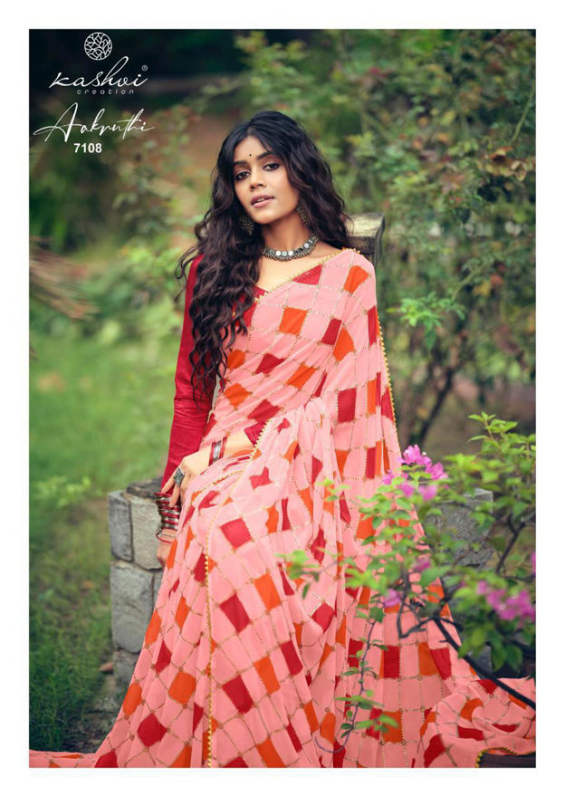 Picture of Pure Pink Georgette With Stylish Fashionabale Saree