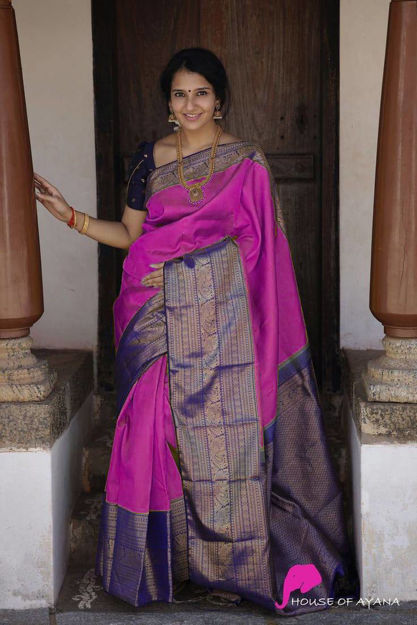 Picture of Simple Sober Saree For Wedding Wit Blouse