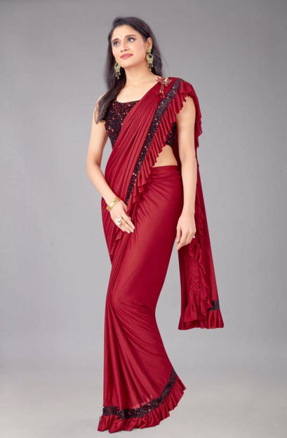 Picture of New Party Wear Stylish Fancy Red Saree For Female