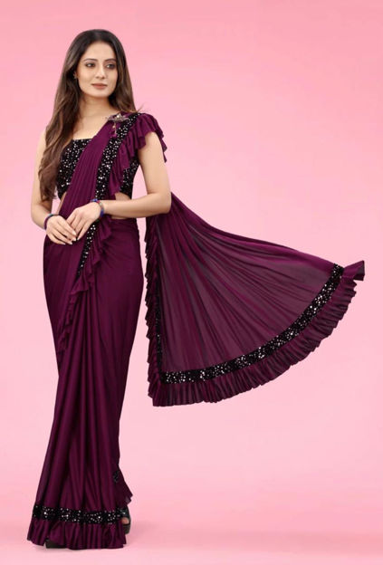 Picture of New Party Wear Stylish Fancy Maroon Saree