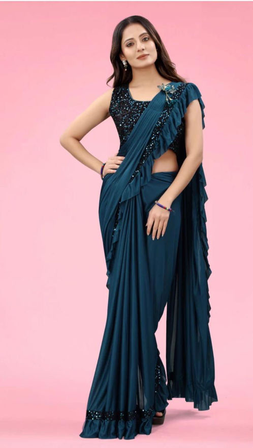 Picture of Party Wear Stylish Fency Blue Saree For Women