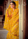 Picture of Pure Georgette With Gold Print & Fancy Lace Saree
