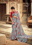 Picture of Pure Grey Georgette With Fancy Lace & Beautiful Blouse Saree