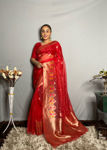 Picture of Meenakari Weaving Orgenza And Beautiful Red Silk Sarees