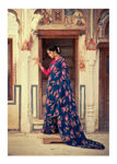 Picture of Pure Georgette With Stylish Fashionabale Ruby Blue Saree
