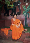 Picture of Pure Orange Georgette With Fancy Lace & Beautiful Blouse Saree