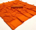 Picture of Pure Orange Georgette With Fancy Lace & Beautiful Blouse Saree