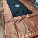 Picture of Black And Red Kanchipuram Silk Sarees For Wedding